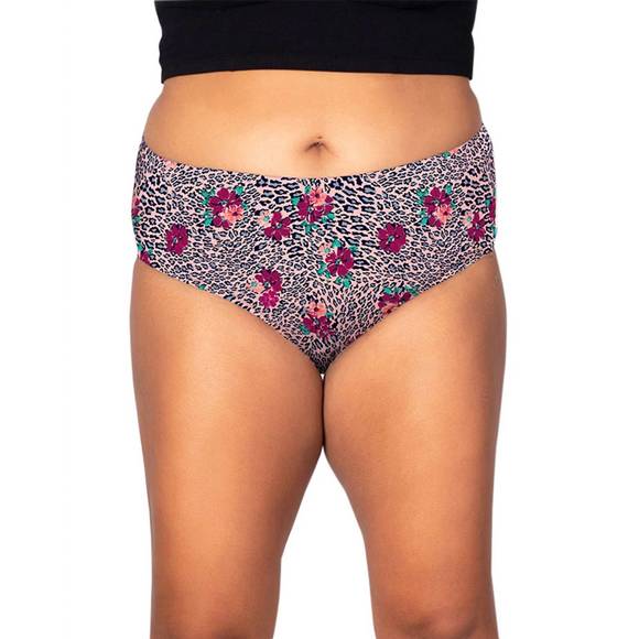 NEW ON THE PLUS SIDE plus size cotton printed panties in leopard floral - Picture 1 of 2
